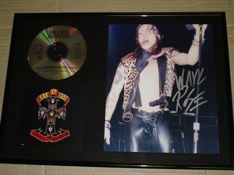 GUNS N' ROSES Autographed Photo Live HAND SIGNED Axl Rose Framed